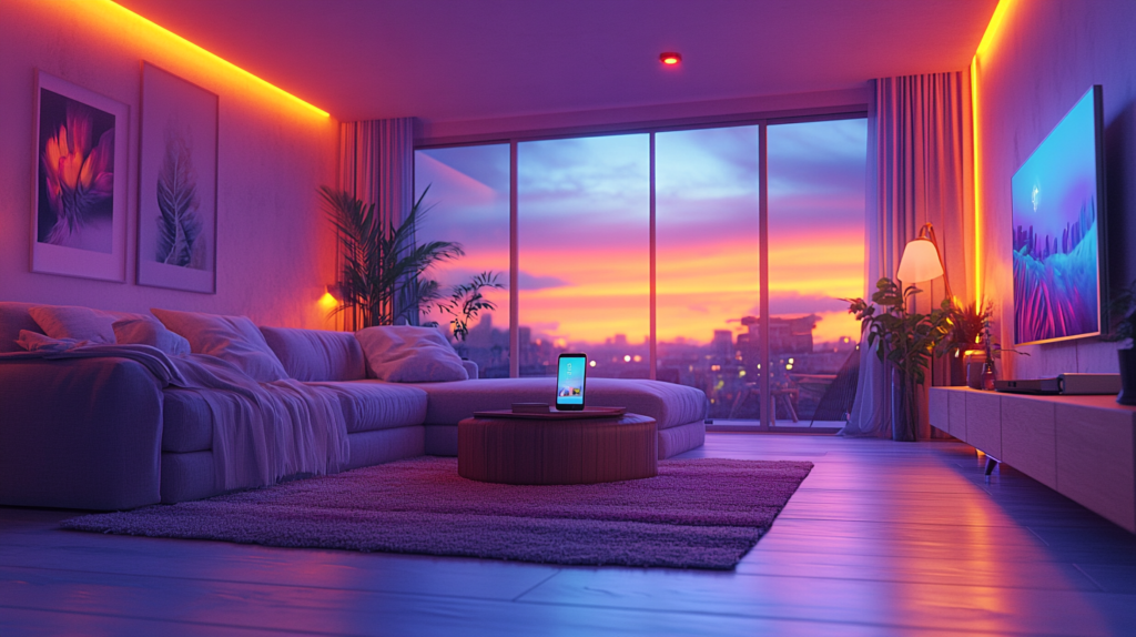 lobito4512_A_cozy_modern_living_room_at_dusk_illuminated_by_P_e2bde7ea-27a0-4a8f-966b-00d2e20b32cc_1