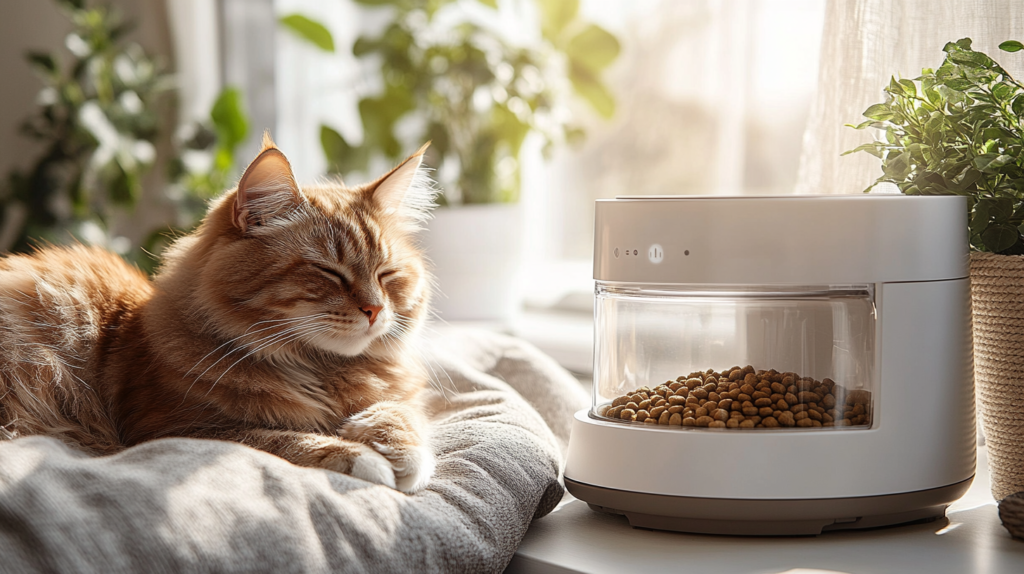 lobito4512_A_realistic_Petlibro_Smart_Feeder_white_dispensing_ad283c7a-ad01-4df0-98af-b158ba421680_2