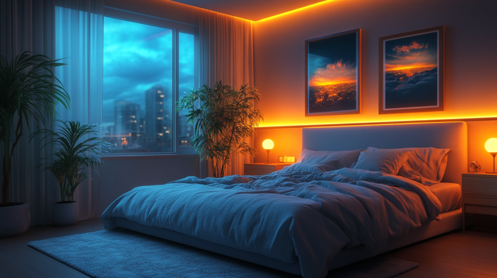 lobito4512_A_serene_bedroom_at_dawn_with_Philips_Hue_Smart_Bu_56d468de-7fbe-4cc5-b754-9b88aeb4a93a_1